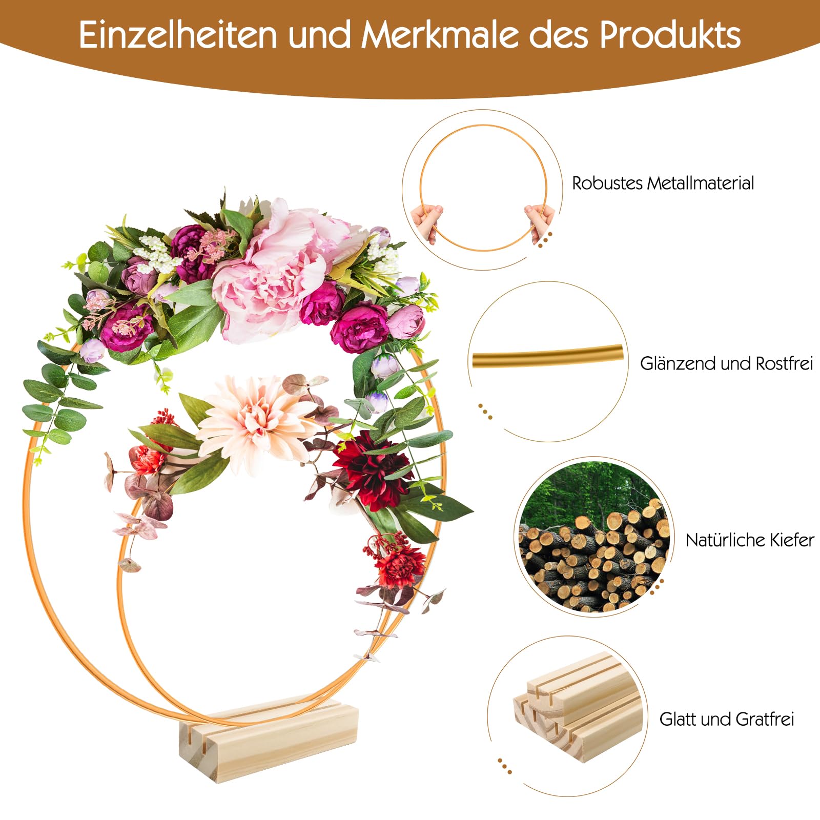 MYLERCT Cercles Métal Pour DIY – 12 Pièces, 4 Tailles (5/10/15/20 Cm), Blanc – Décoration Mariage, Noël, Maison, Couronnes Florales