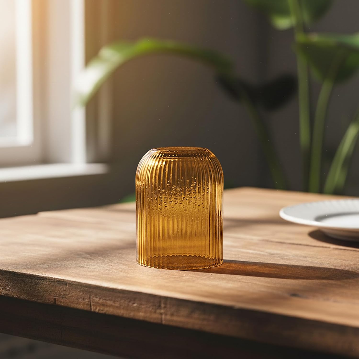 Set of 8 Dopamine-colored-match Ribbed Glassware,4 Highball Glasses 14oz & 4 Rocks Drinking Glasses 9oz, Origami Style, Fluted Design, for Daily use, Water, Cocktail, Whiskey, Kitchen, Gift - Image 9