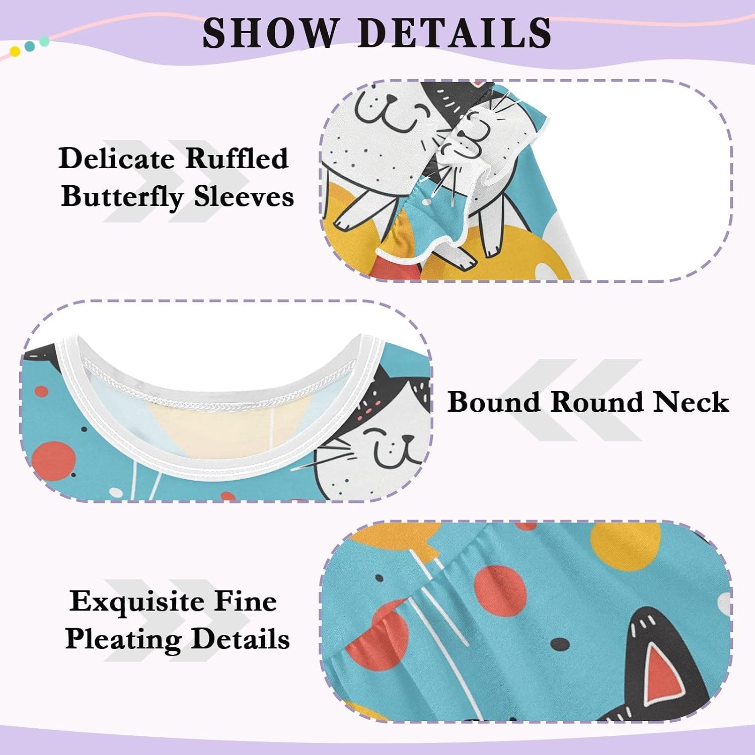 visesunny Toddler Clothes for Girls Balloon Beard Cat Long Sleeve Fall Shirts Cotton Top with Ruffle Collar