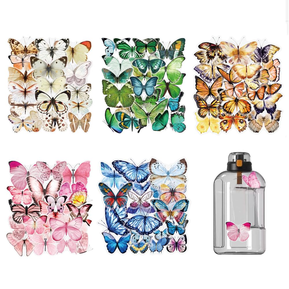 Trsnzul Pegatinas Mariposas 200 Piezas Pegatinas Scrapbooking Aesthetic Stickers Decoración de Mariposas Stickers de Mariposas Pegatinas Decoración Pegatinas de Mariposas Coloridas para Bricolaje