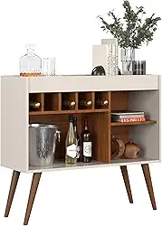 Aparador Adega New Odin com Pés em Madeira e Prateleira Balcão para Bebidas (OFF WHITE/FREIJÓ)