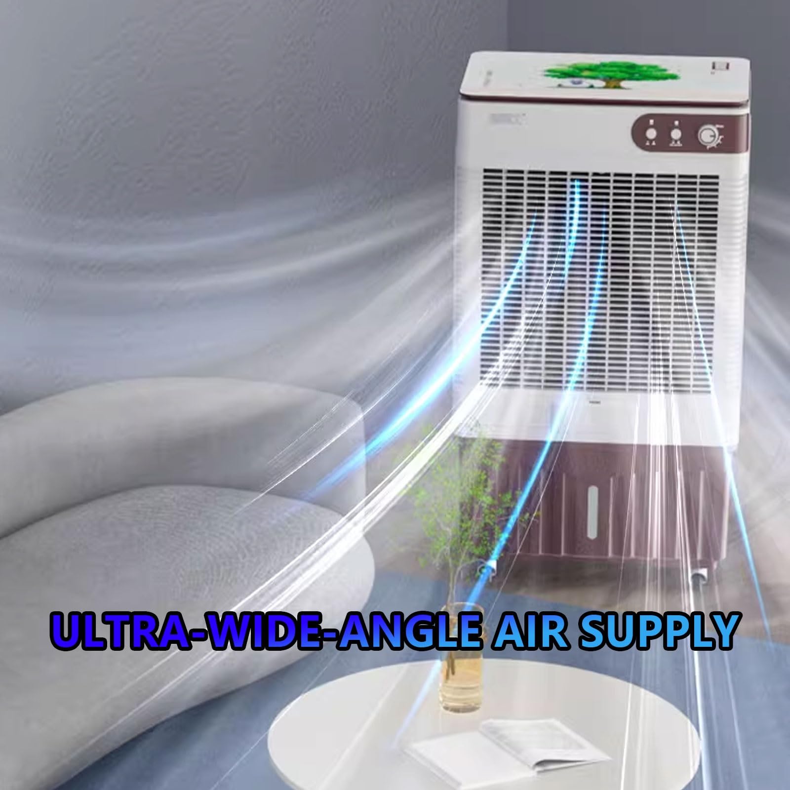 Rafraîchisseur d'air Évaporatif Professionnel 220 V 210 W Climatiseur Mobile Silencieux Réservoir d'eau De 60 L 3 Vitesses De Ventilation for Commercial Extérieur