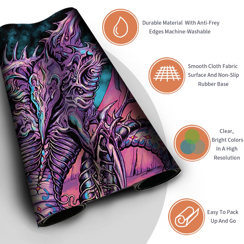 MTG Playmat Size 60 x 35 cm Free Storage Bags Non-Slip Backing Printing, MTG Tappetino da gioco ideale per Card Game Enthusiasts TCG Playmat Mouse Pad (Sliver Overlord)