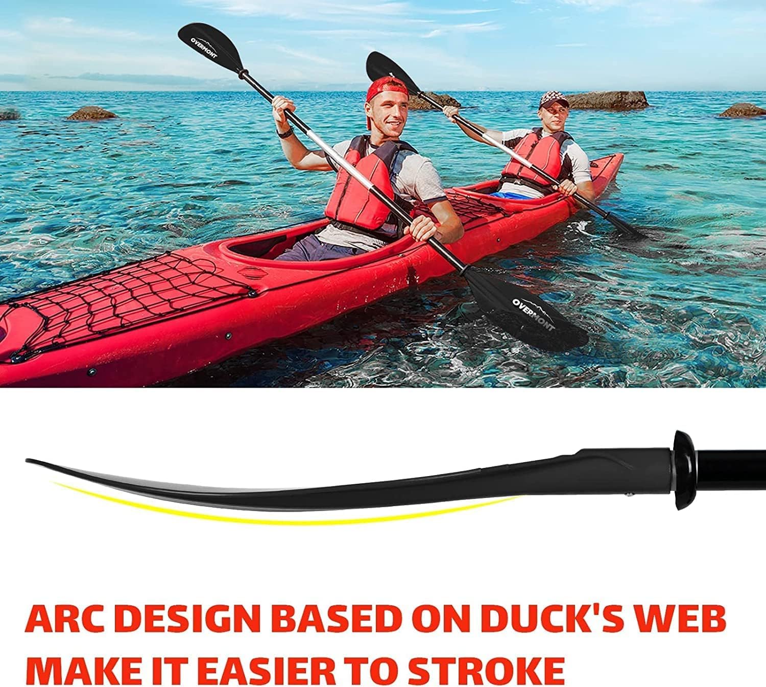 Overmont Remos Aluminio Doble Convertibles en uno 3 Angulos Ajustables Anti-sumergido 222cm para Sup Kayak