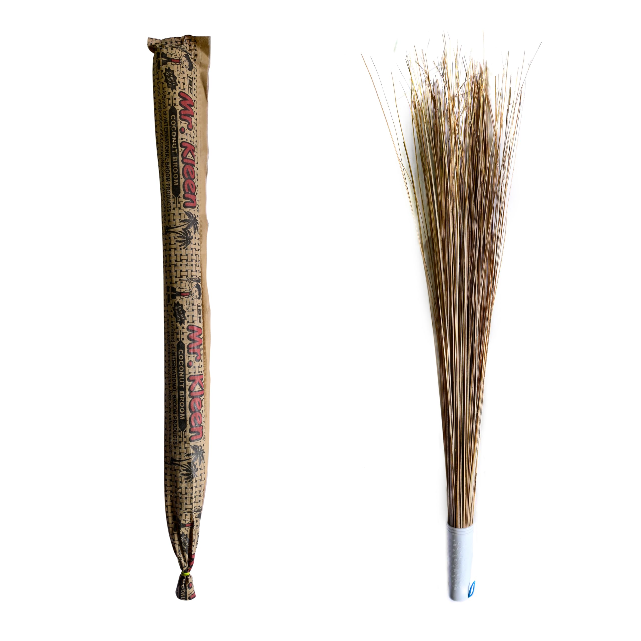 Mr Kleen Supreme Seekh Jhadu – Heavy Duty Coconut Broom Stick (450g, 42-inch) | Natural South Indian Stick I Long Plastic Handle | Durable (Pack of 1)