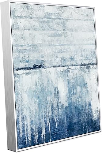 Zessonic Blue Abstract Wall Art Set - Blue Twist Stroke Abstract Canvas Artwork for Living Room, Bedroom, Office Decor, 16 x 24 Inches x 2