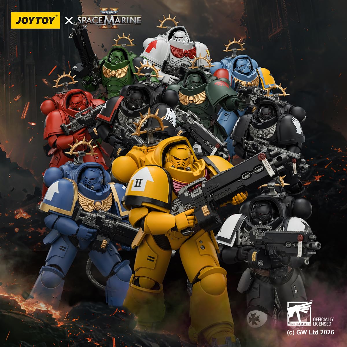 HIPLAY JOYTOY Warhammer 40,000: Space Marine 2 Black Templars Heavy Intercessor z ciężkimbinem bolt i pistoletem bolt (JT03721 Edycja Gry) Figurka akcji 1/18