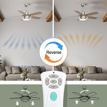 Ceiling Fan Remote Control CHQ7080T UC7080T with Reverse, 3 Speed, Up/Dn Light Dimmer, Replacement for Hampton Bay, Harbor Breeze Ceiling Fan - Only Remote
