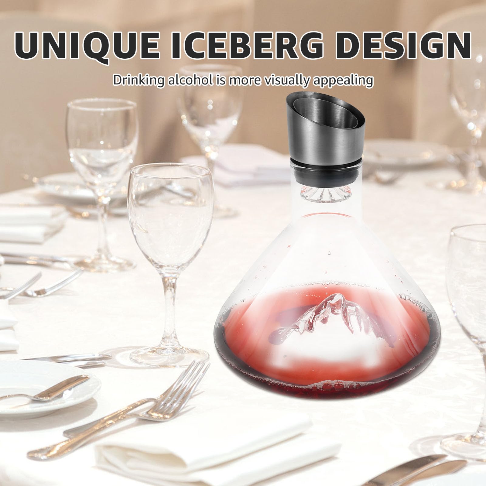 Iceberg Carafe à Décanter 1800 Ml En Acier Inoxydable Avec