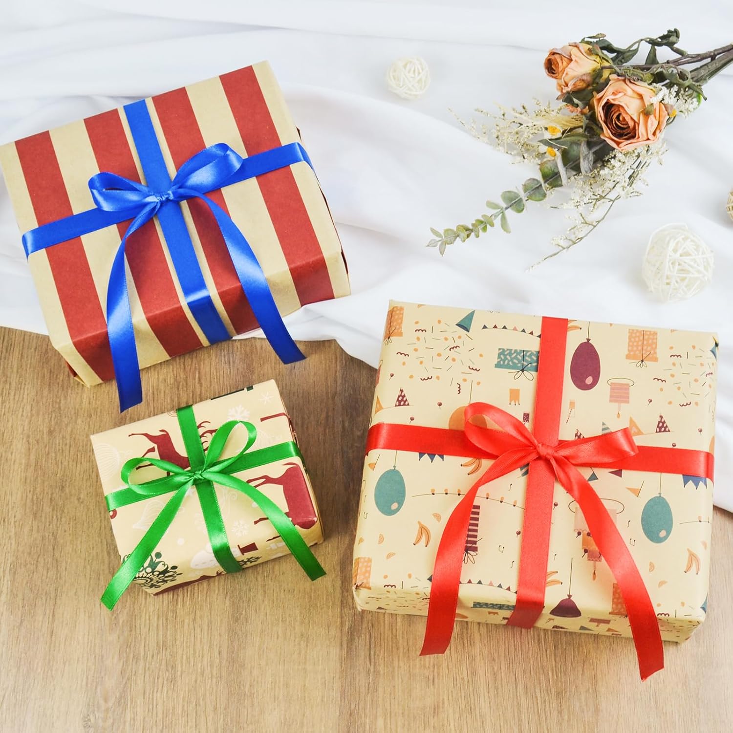 Solid Double Face Fabric Ribbon, 1" X 25 Yards, Polyester Satin Ribbons Perfect for Crafts, Gift Package Wrapping, Wedding Decorations, Baby Shower - Red - Image 4