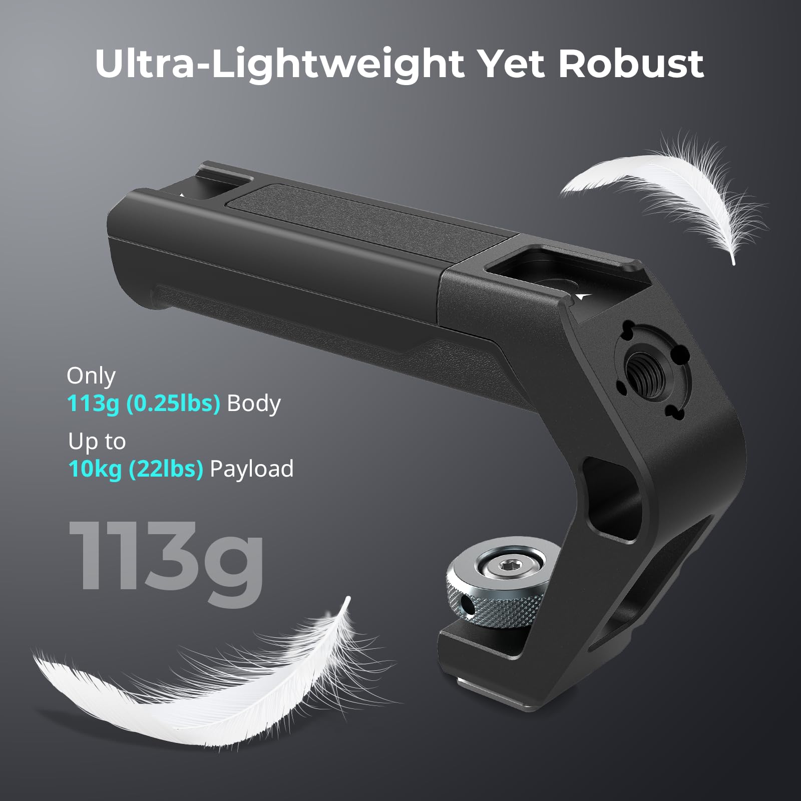 SMALLRIG Manico leggero per slitta fredda, piccola impugnatura superiore per fotocamera, solo 113 g, impugnatura con foro di posizionamento per ARRI e due supporti per slitta fredda, per fotocamera e