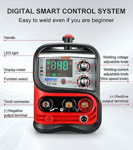 Miniatura 6 de HONE Soldador MIG de 110 V, soldador de núcleo de flujo real de 140 amperiossoldador de paloelevación TIG 3 en 1, inversor inteligente IGBT con
