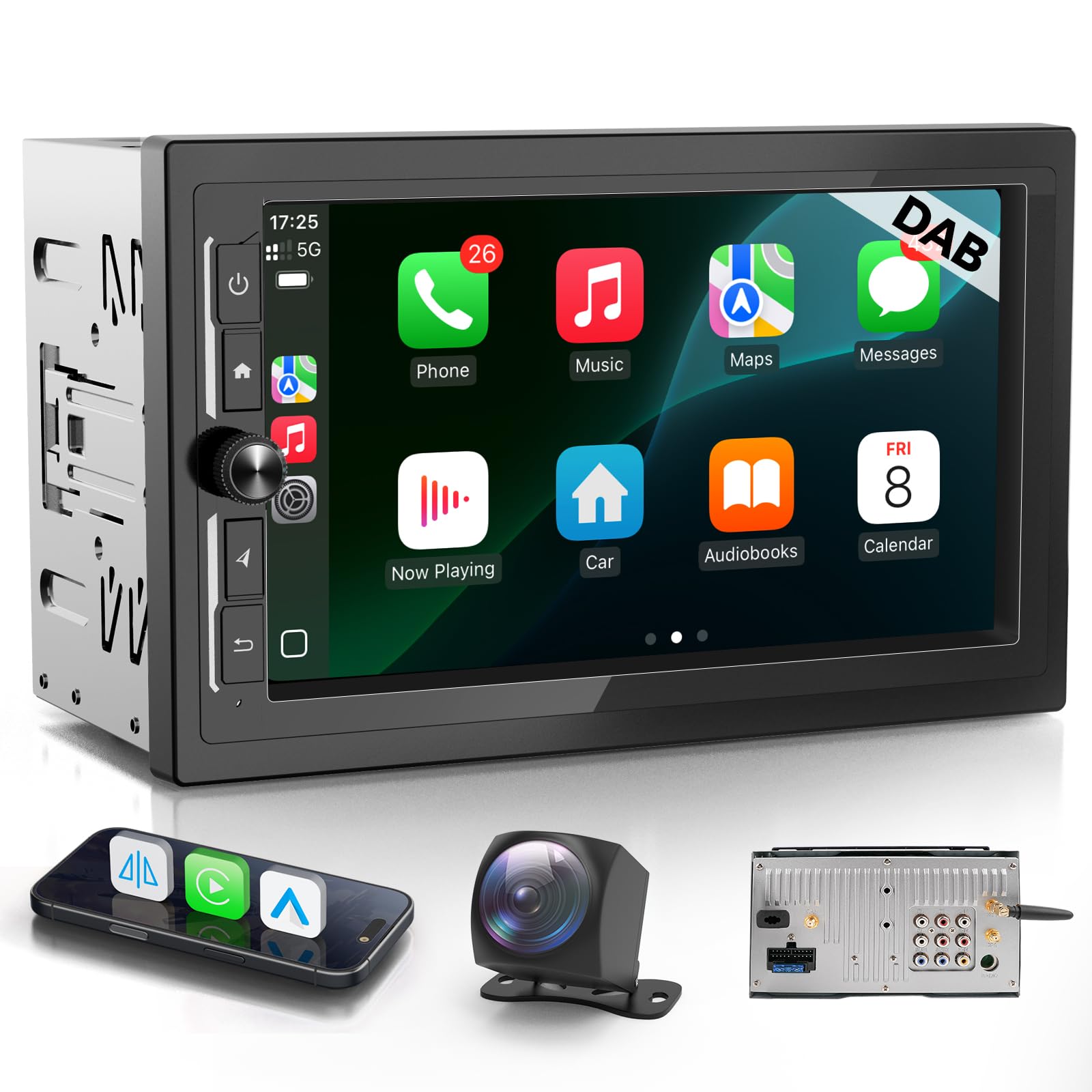 Haudio 10,1 Pouces Autoradio 2 DIN,CarPlay Sans Fil Et Android Auto