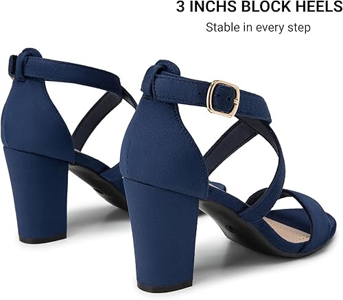 Miniatura 5 de Trary - Sandalias de tacón con hebilla ajustable y correa de tobillo para mujer.