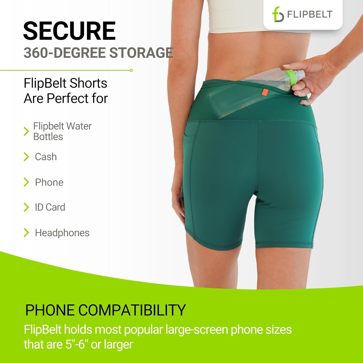 FlipBelt Women’s Air Compression Shorts – Lightweight, Moisture-Wicking with Built-in Phone Pocket – USA Small Business - Image 3