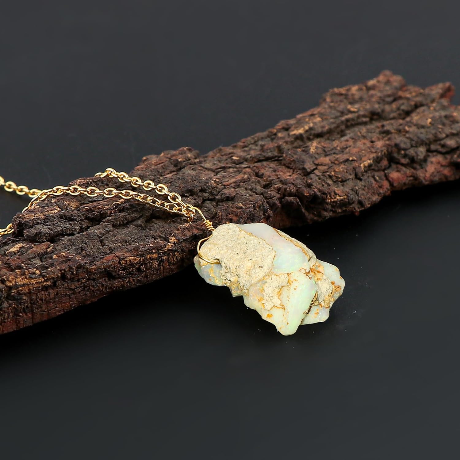 Raw Gemstone Pendant Necklace for Women |Natural Healing Crystal Rough Pendant 15–25 Carat | 8–14 mm Stone |Gold Plated Chain 16+2 Inch Adjustable | Gift Jewelry - Image 2