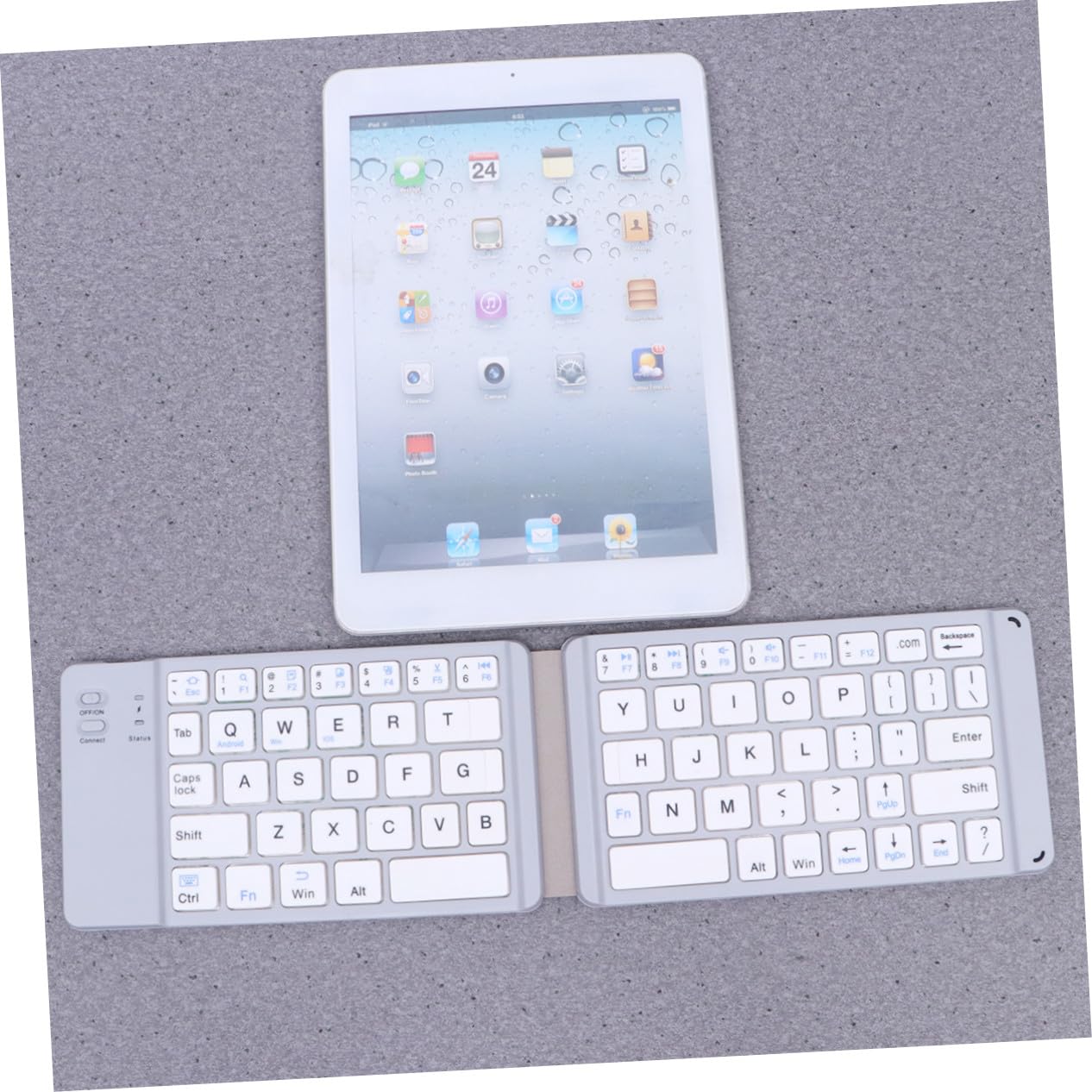 Tofficu Tastiera Wireless Pieghevole Per Tablet Tastiera Mini Portatile Per Telefono e Laptop Ricaricabile Via Micro Usb Bianca