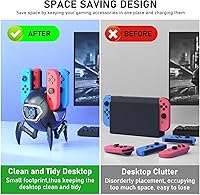 Vista 5 de Joy-Con - Base de carga para Nintendo Switch con adaptador de CA y cable USB-C, estación de carga Joy-Cons de bolas de nieve Paobas con indicador LED