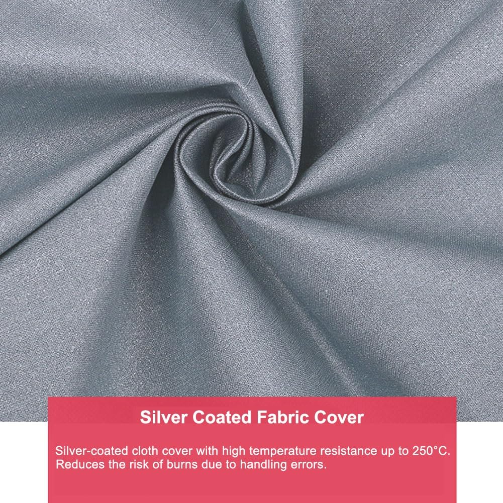 Funda de tela de algodón for tabla de planchar, funda de tela grande de malla de acero antiabrasiva, funda for tabla de planchar con fieltro grueso, antiabrasiva, antiincrustante(43x13 silver)