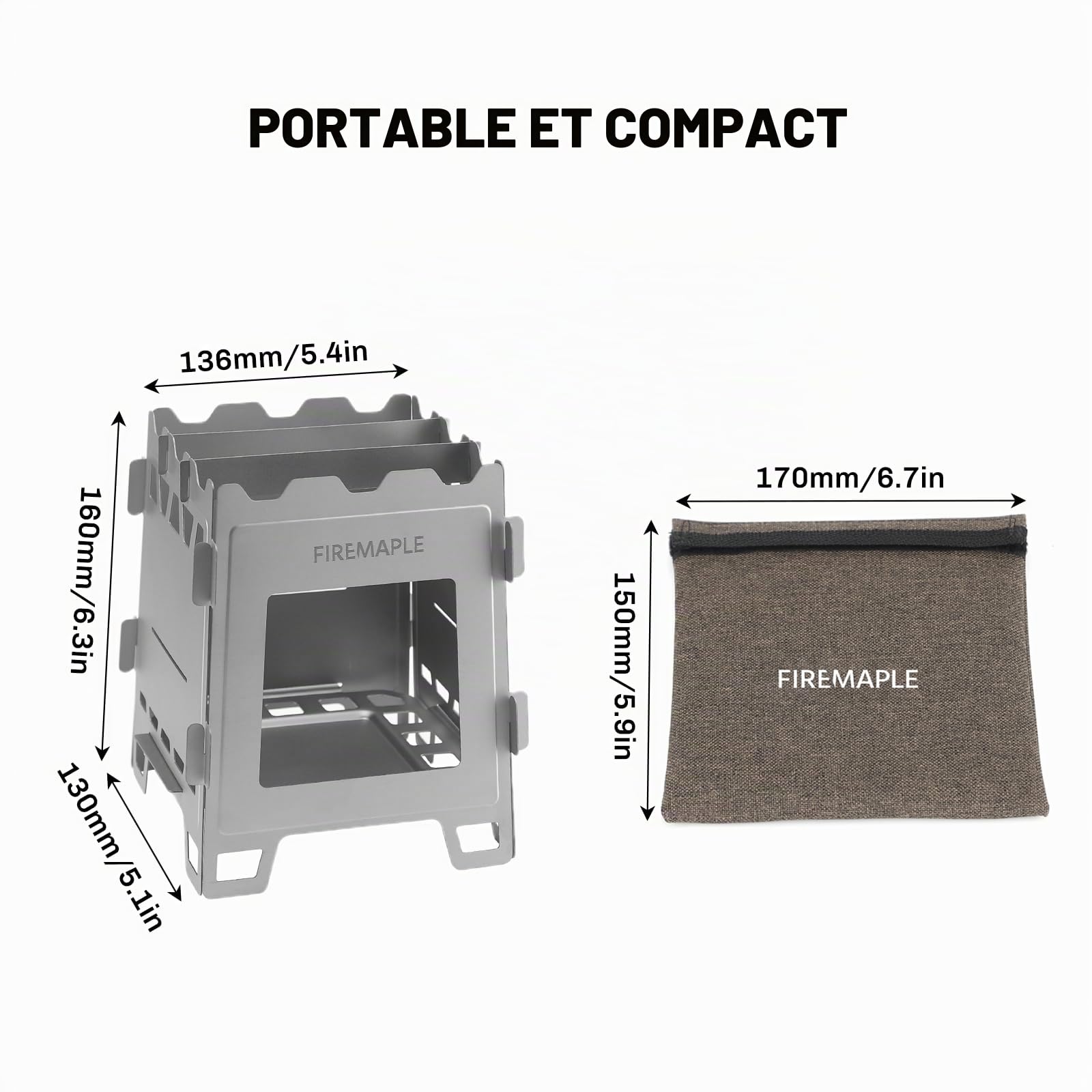 Fire-Maple Fortress Réchaud Bois Titane Ultra-Léger Compact | Réchaud à bois multi-usage pour camping, randonnée et backpacking, design portable et compact