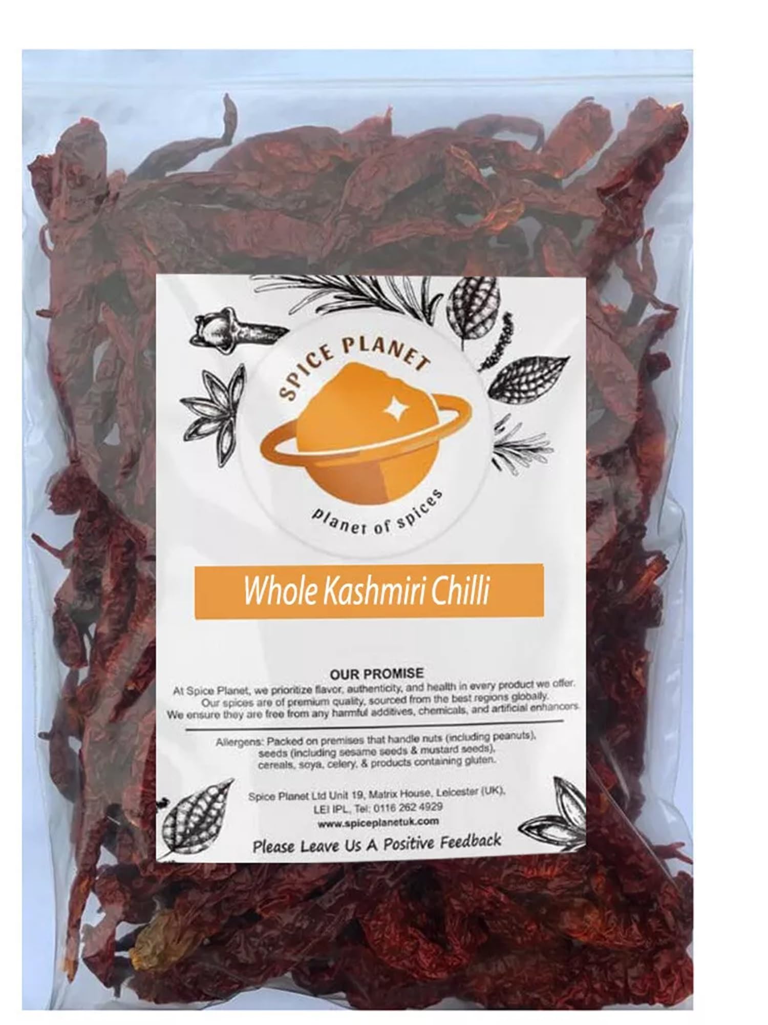 Kashmiri Chilli | Chillies Dried Whole Premium Quality by Spice Planet® 25g-1.9kg (25, Grams)