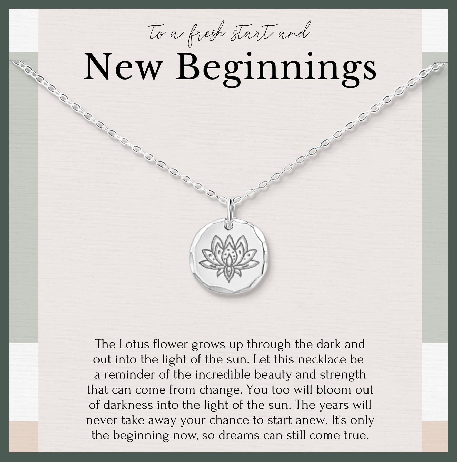 HOPE LOVE SHINE New Beginnings Lotus Necklace for Women - Gifts for Her - Divorce Gifts, Addiction Recovery, AAA, Sobriety Gifts for Women, Break Up, Recovery - Lotus Pendant, Sterling Silver