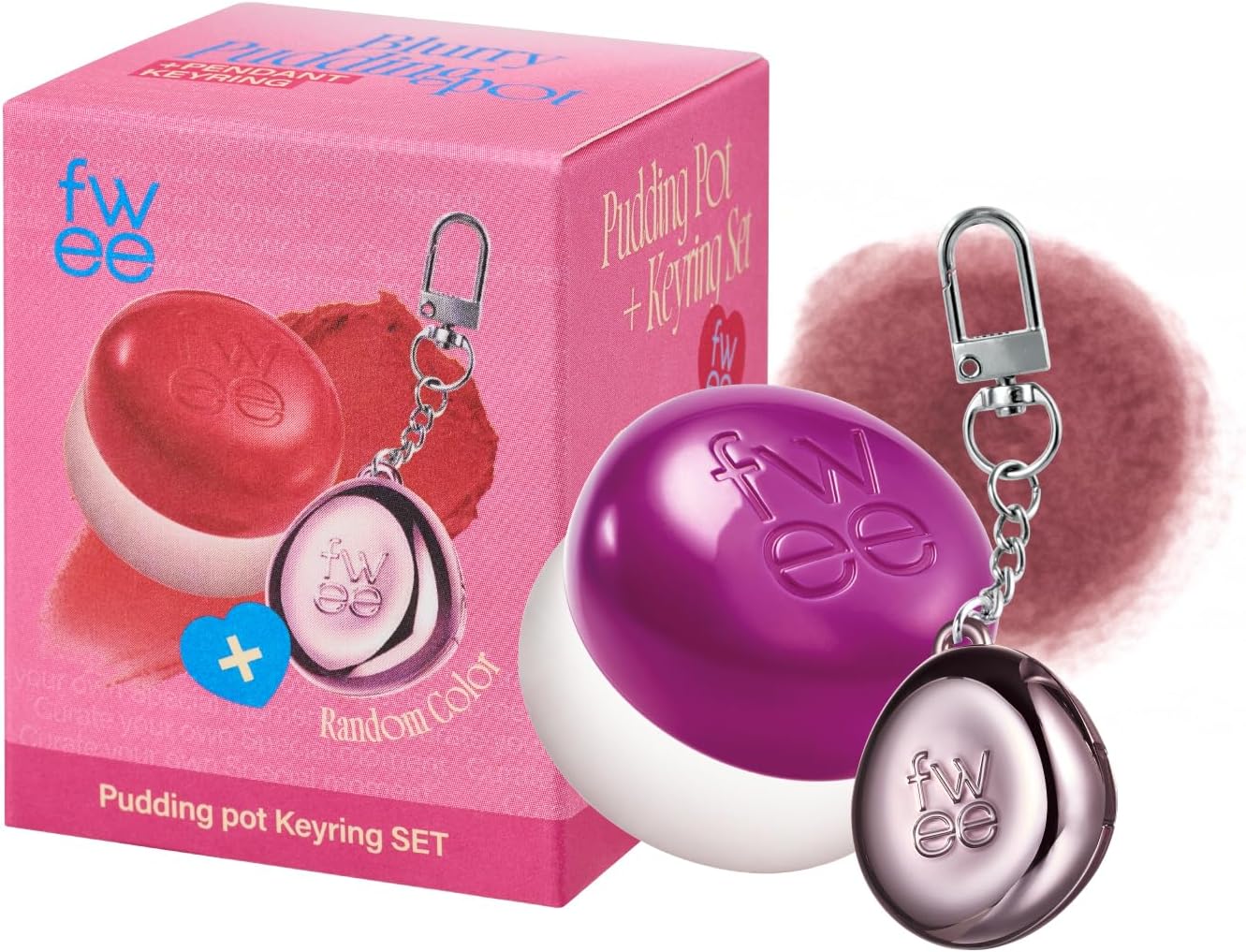 Fwee Lip&Cheek Blurry Pudding Pot + Keychain Pendant | Cold-Hearted Moment - Slayyy | Makeup Blush, Lightweight & Modulable, Smooth Matte Finish Multipurpose | 5G Kill All