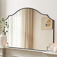 Besdomus 40x29 Black Scalloped Arched Wall Mirror - Modern Wooden Dresser Mirror for Bathroom, Bedroom, Fireplace, Vanity