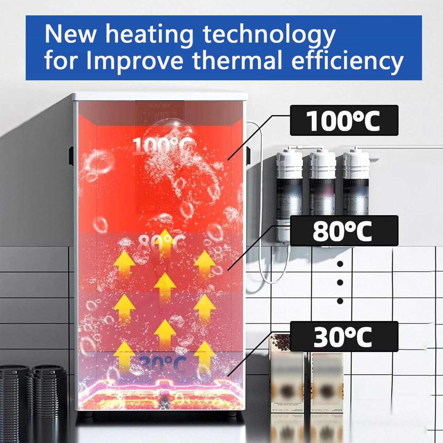 Natychmiastowy dozownik wody, maszyna do gorącej wody 3000 W z ekranem dotykowym LCD, precyzyjna kontrola temperatury do sklepów z napojami i biur, pojemność 60 l