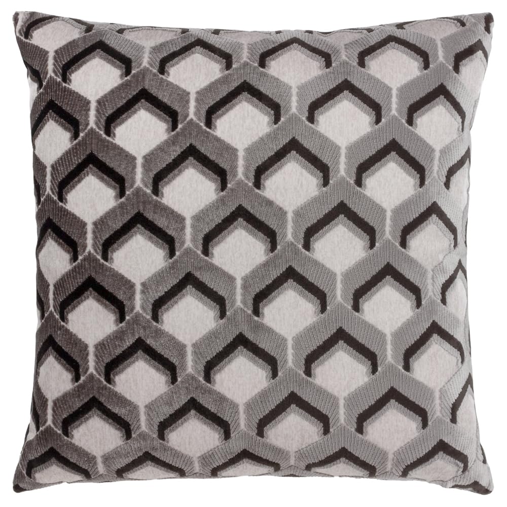 Paoletti Ledbury Grey And Black Velvet Jacquard Cushion