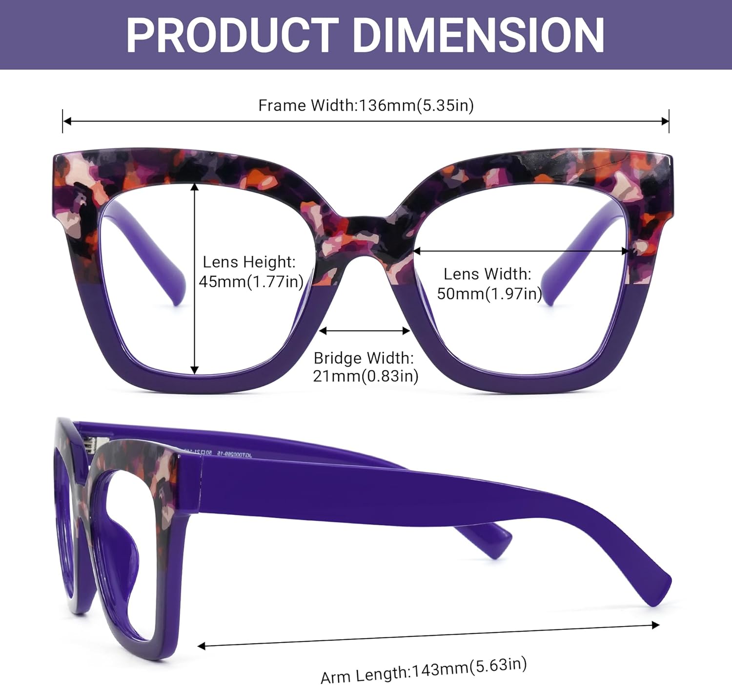 Zeelool Trendy Rectangle Blue Light Blocking Glasses for Women TR90 Eyewear Malcolm VFT0269-15 Dark-Blue