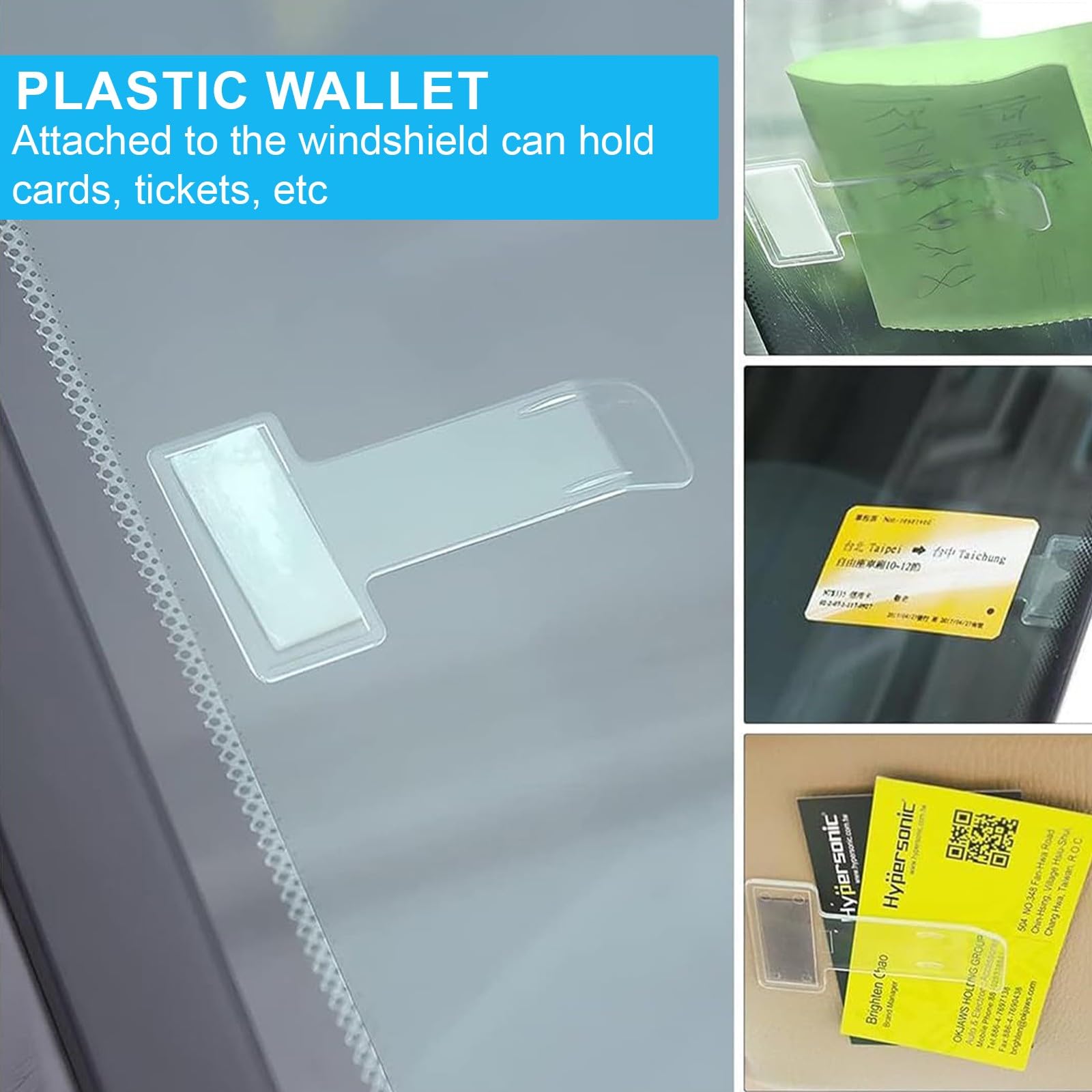 12 Piezas Soportes de Tickets para Coche Transparentes y Porta Tarjetas para Coche Clip para Boletos de Parabrisas Adhesivo Fundas para Justificantes de Aparcamiento de Plástico