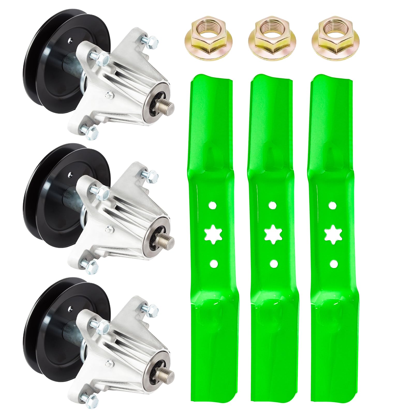 Kit de reconstrucción para cortacésped de 50 cubiertas compatible con MTD Cub Ca det RZT-L50 RZT-S50 G8200 Z550 incluye 3 husillos 618-06980 918-06980, 3 cuchillas 742-05052A 942-05052A