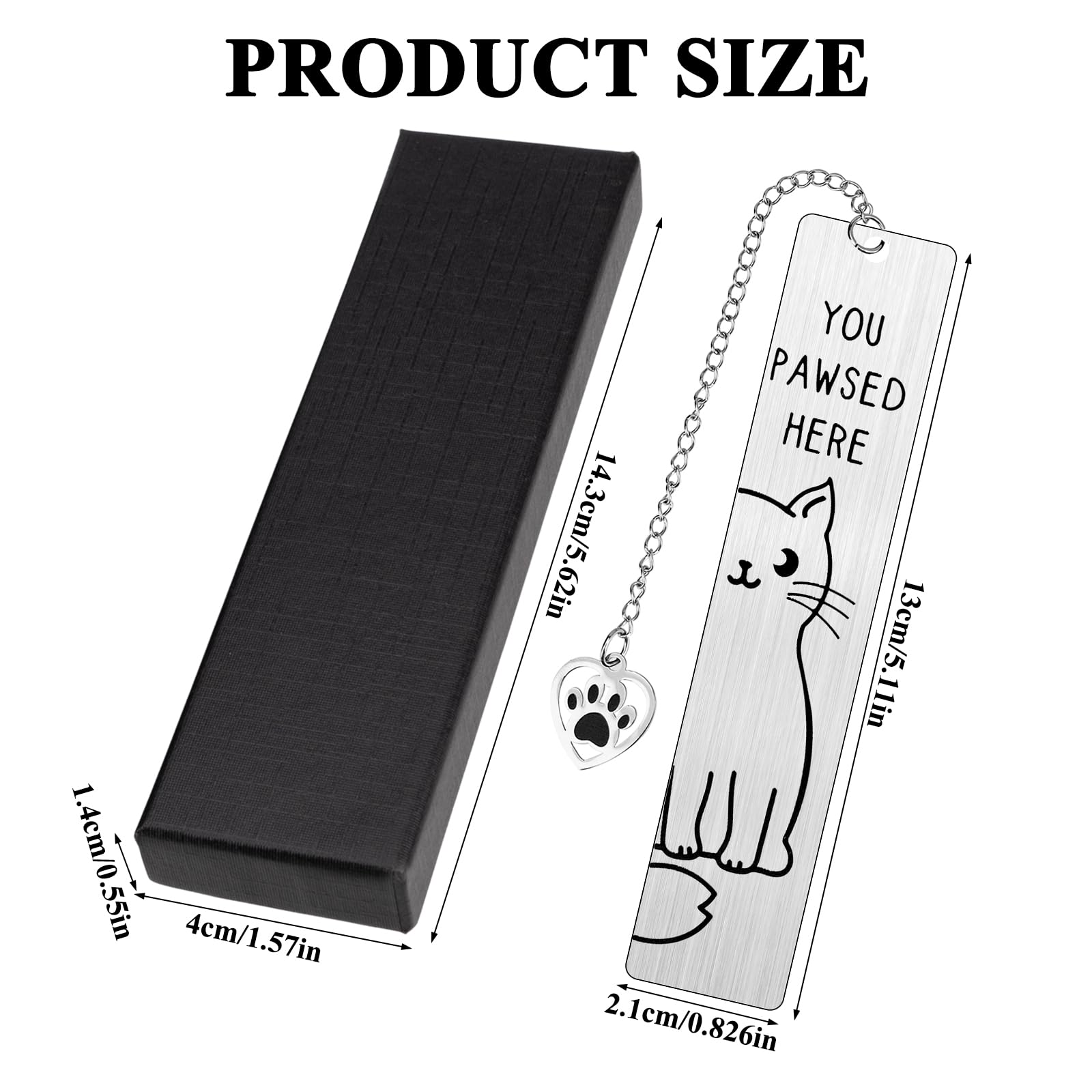 2Pcs Cat Bookmarks for Women Men Metal Bookmark Kitten Bookmarks Cute Funny Bookmark Gifts for Book Lovers and Cat Lovers with Gift Box - Image 2