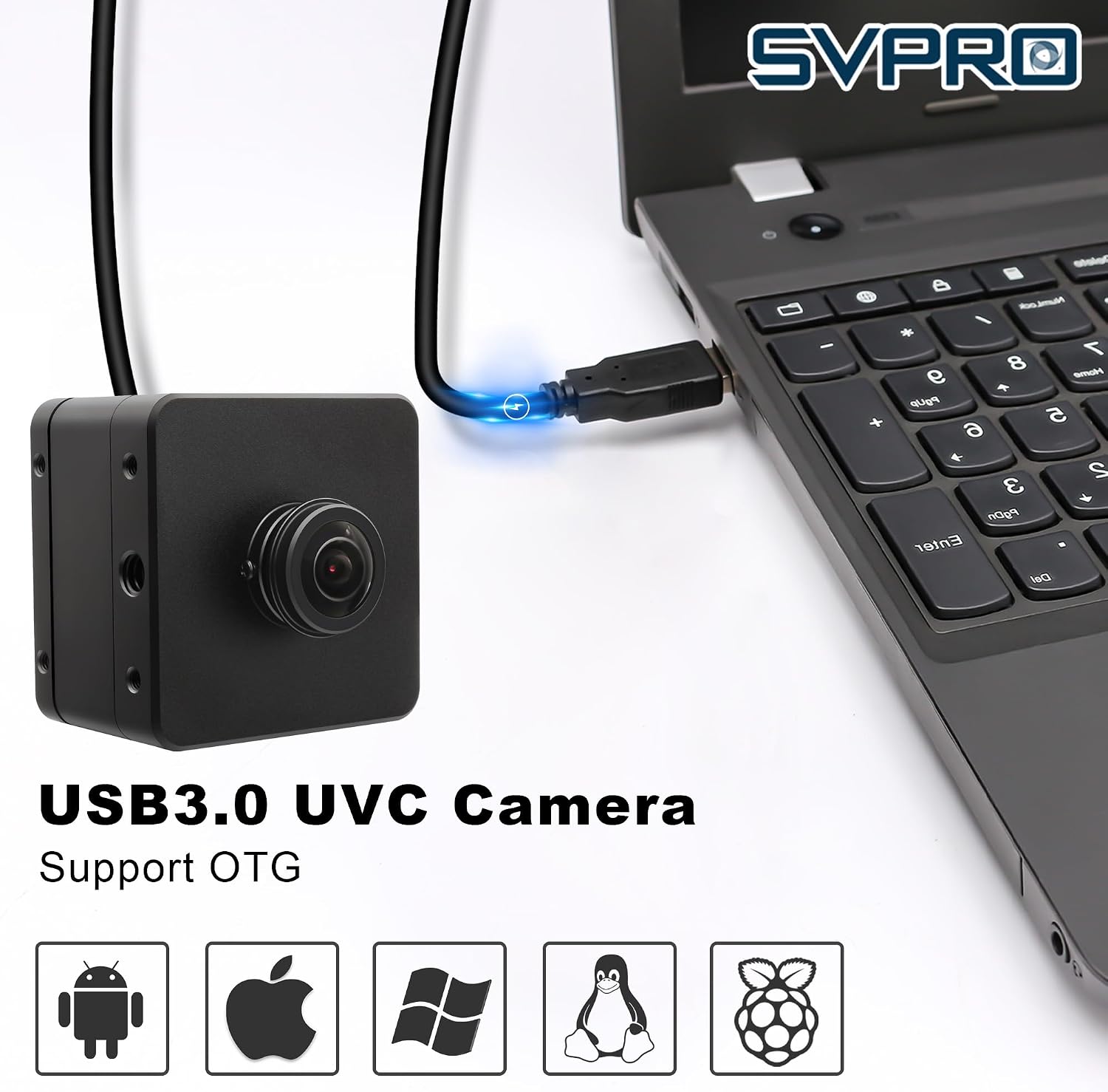 SVPRO 12MP USB 3.0 Camera, 1080p 230fps High-Speed Webcam with 204° (H) Fisheye Lens and Metal Housing, IMX577 HD UVC Camera for Computer Laptop