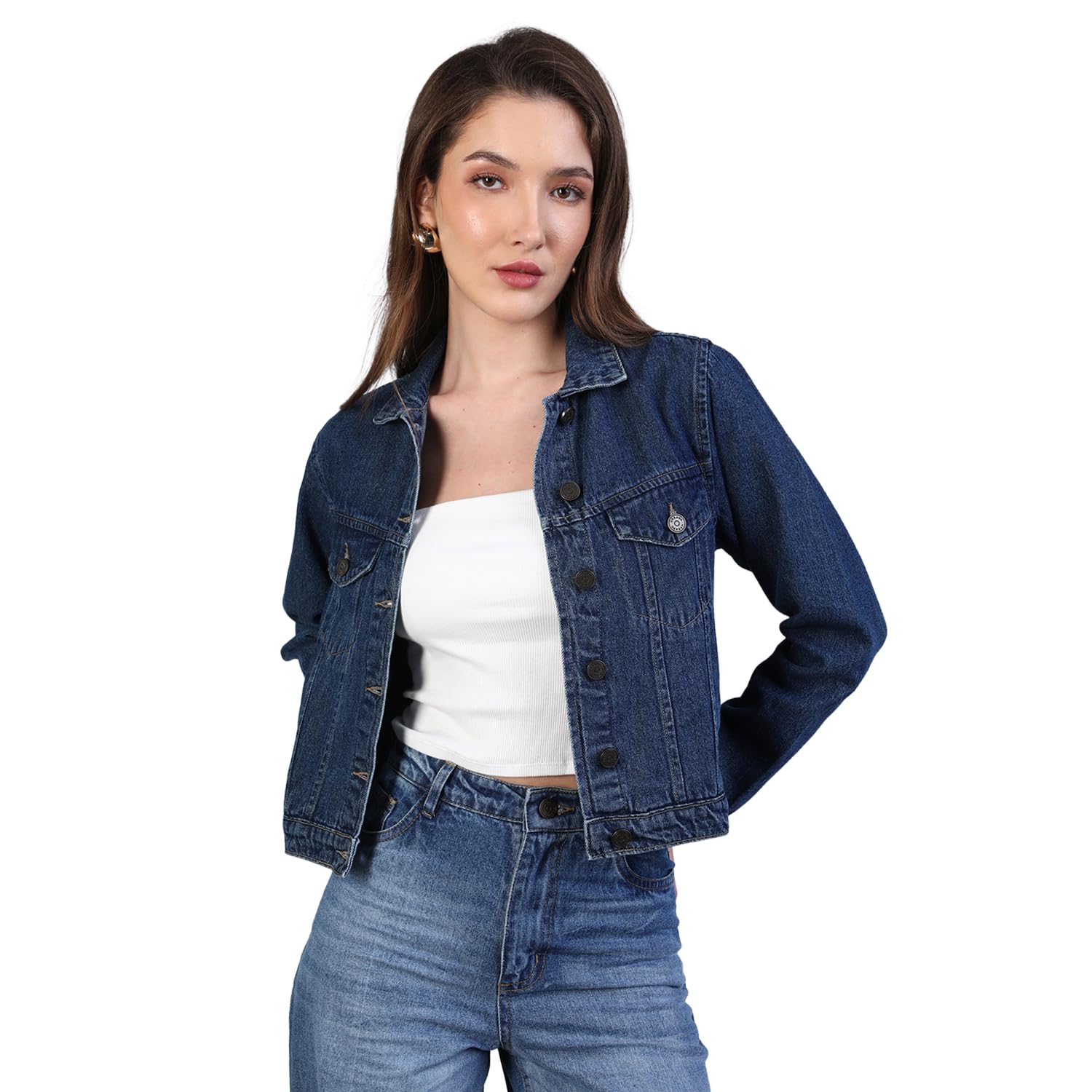 urbano fashion Women's Regular Fit Washed Full Sleeve Denim Jacket-picture-43