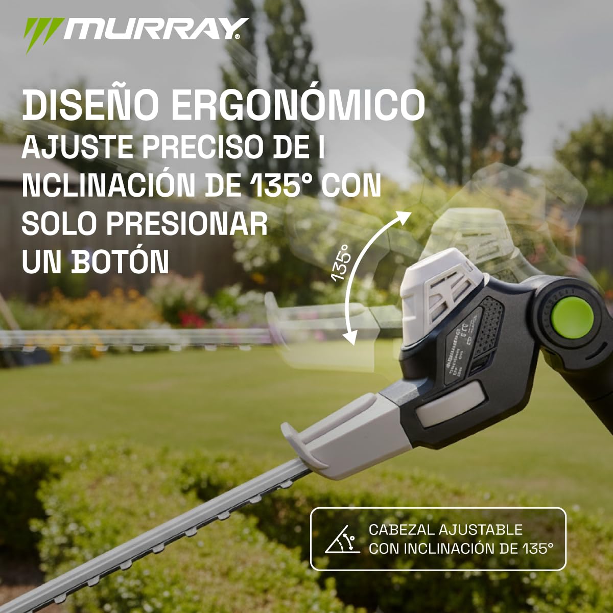 Murray Cortasetos & Motosierra Telescópica 2-en-1 con Batería MU-Bat-MM-CSHT-Kit – 20V, 3Ah, Hoja de Corte 40 cm, Guía de Sierra 20 cm, Sistema SDS, Inclinable, Alcance 330 cm
