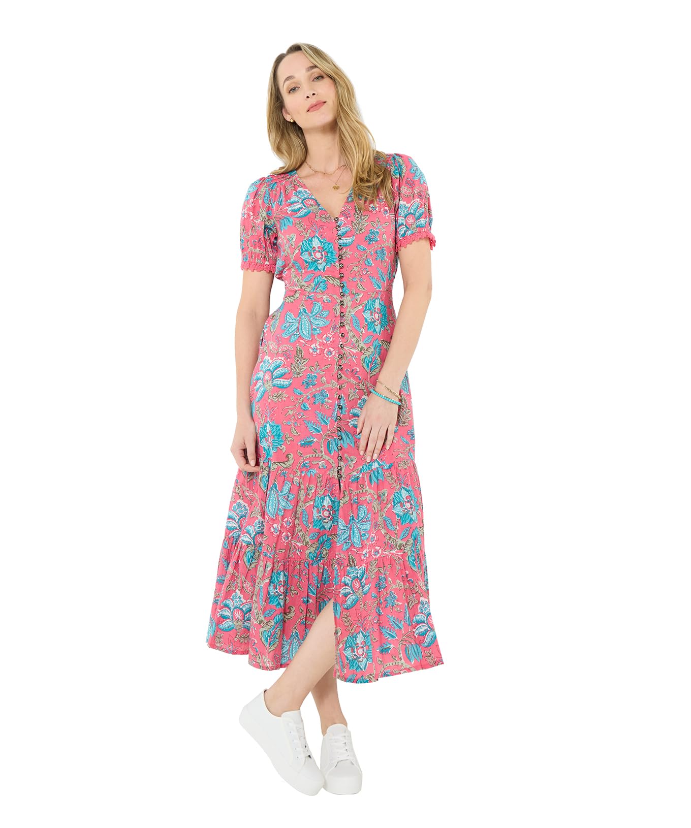 Petite Lyla Cotton Printed Dress Size 8 Pink   Women's