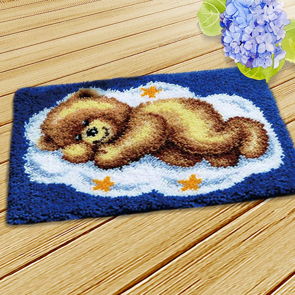 CLUB BOLLYWOOD DIY Bear Latch Hook Kits with Basic Tool and Instruction for Rug Making | Crafts | Needlecrafts & Yarn | Rug Making | Latch Hooking Kits-image-25