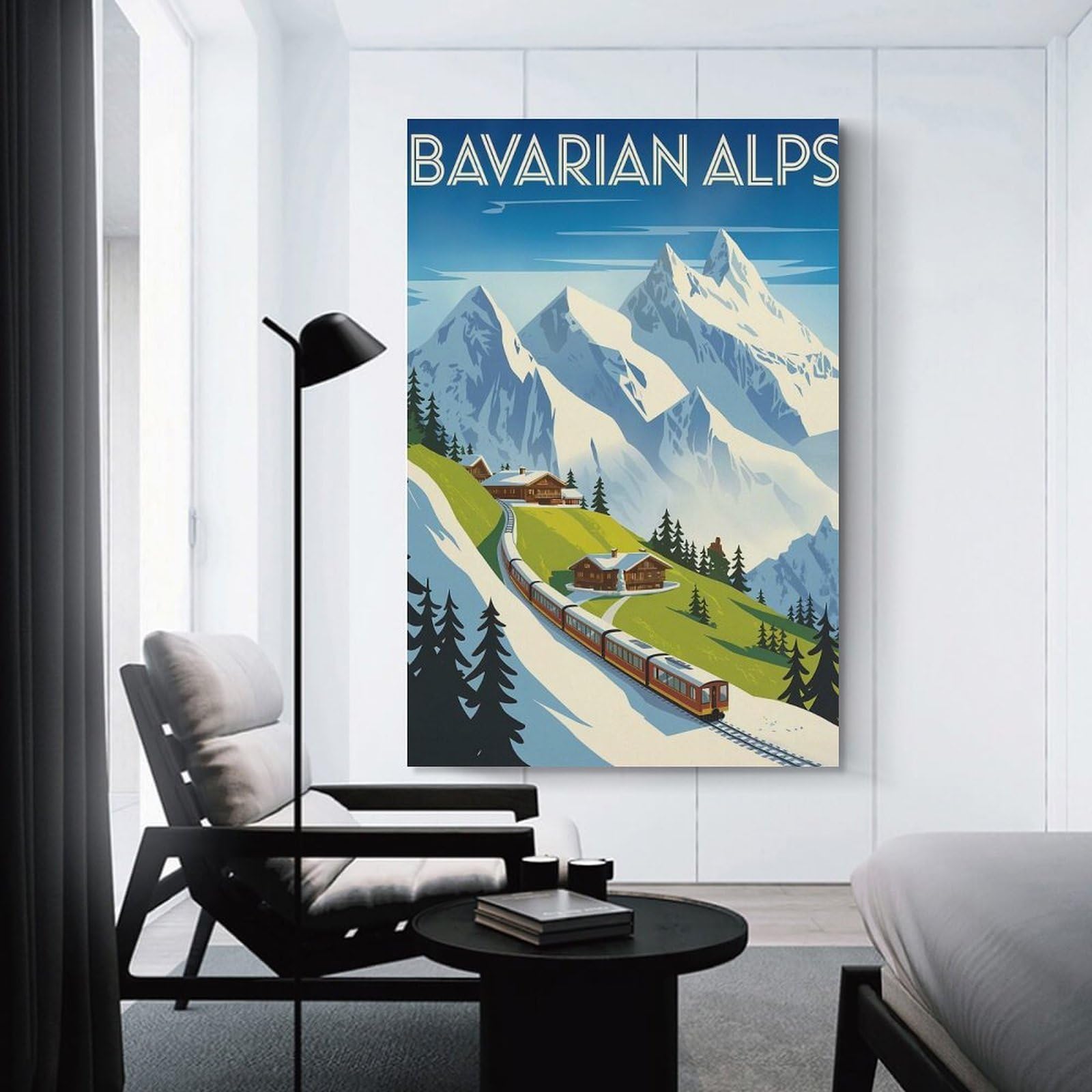 Junmoney Canvas Wall Decor Bavarian Alps Travel, 12x18inch(30x45cm), for Flats, Guest Rooms Or Compact Rooms, A Simple Refresh for Blank Walls
