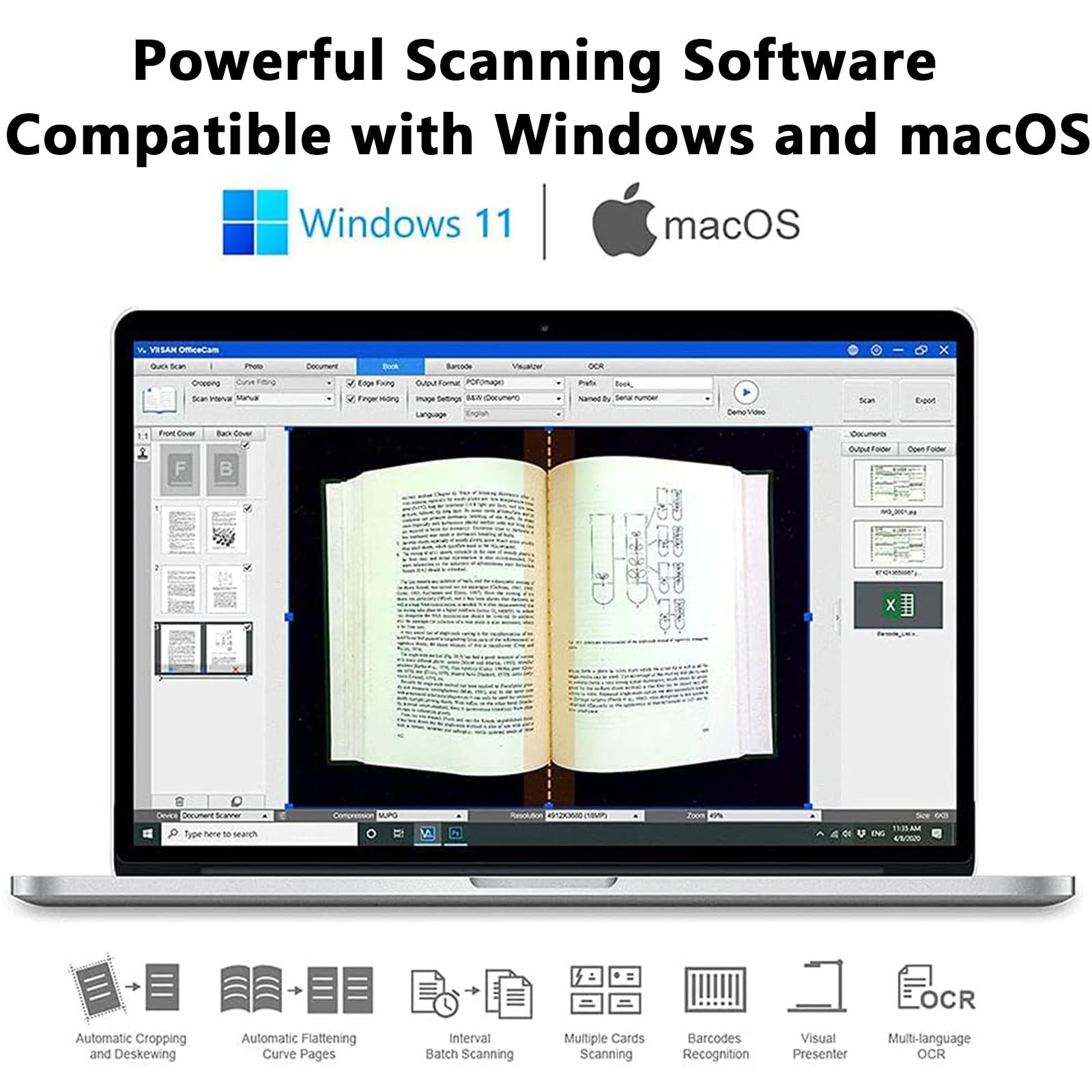 Scanner Sopraelevato S21 Scanner,Scanner per Documenti A2 per Documenti E Libri Grande Formato,Alta Risoluzione da 23 MP,Riconoscimento del Testo Ocr,Tecnologie Appiattimento Automatico