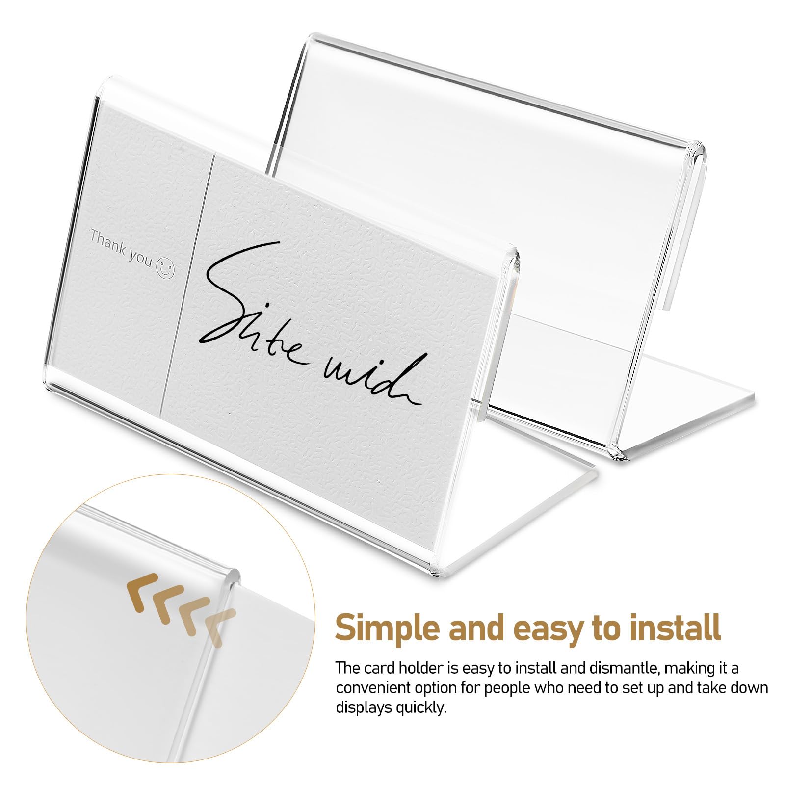 VILLCASE 40Pcs Acrylic Display Stand Clear Slant Sign Holders for Small Cards Name Tags 2.4 X 1.6 Inch Desk Sign Display Organiser - Image 3