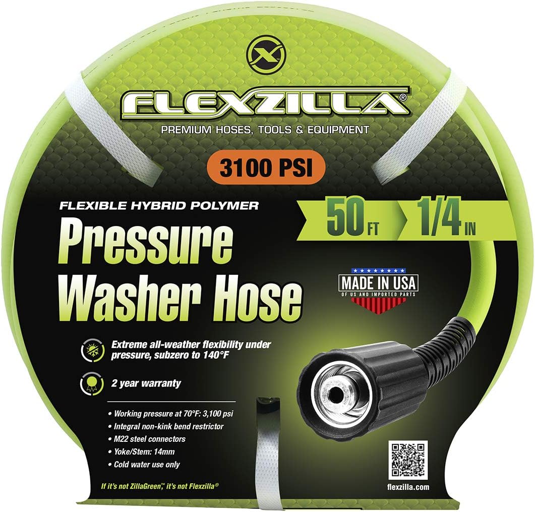 Up To 60% OFF Flexzilla HFZPW3450M Pressure Washer Hose with M22 Fittings, 1/4 x 50', Green 80% Off Discount Flexzilla HFZPW3450M Pressure Washer Hose with M22 Fittings, 1/4 x 50', Green