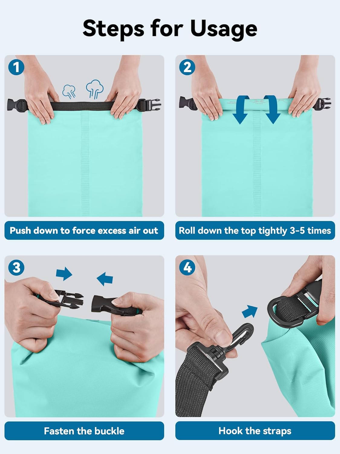 HEETA Waterproof Dry Bag for Women Men(Upgraded Version) 5L/10L/20L/30L/40L Roll Top Lightweight Dry Storage Bag Backpack with Emergency Whistle for Travel, Swimming, Boating, Kayaking, Camping, Beach - Image 4