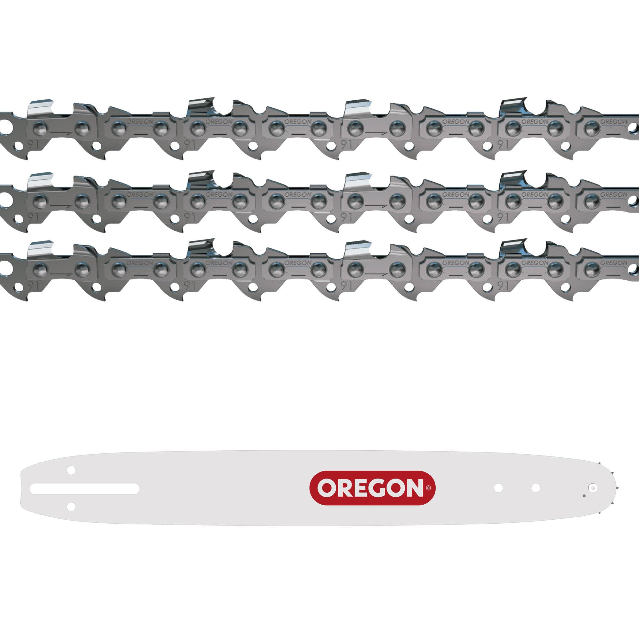 Oregon Pack de 3 Cadenas de Motosierra 3/8" LP para Espadas de 35cm - 52 Eslabones, 1.1mm, Cadena de Bajo Retroceso Compatible con Bosch, Karcher, Husqvarna + Oregon 144MLEA041, Sierra de Jardinería