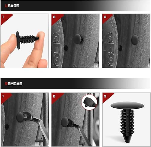 Miniatura 4 de Nilight 100 clips de guardabarros de remache de parachoques para GM 1605396,1595864 para Chrysler 6030441 para Ford 388577S agujero de 0.295 in, 2