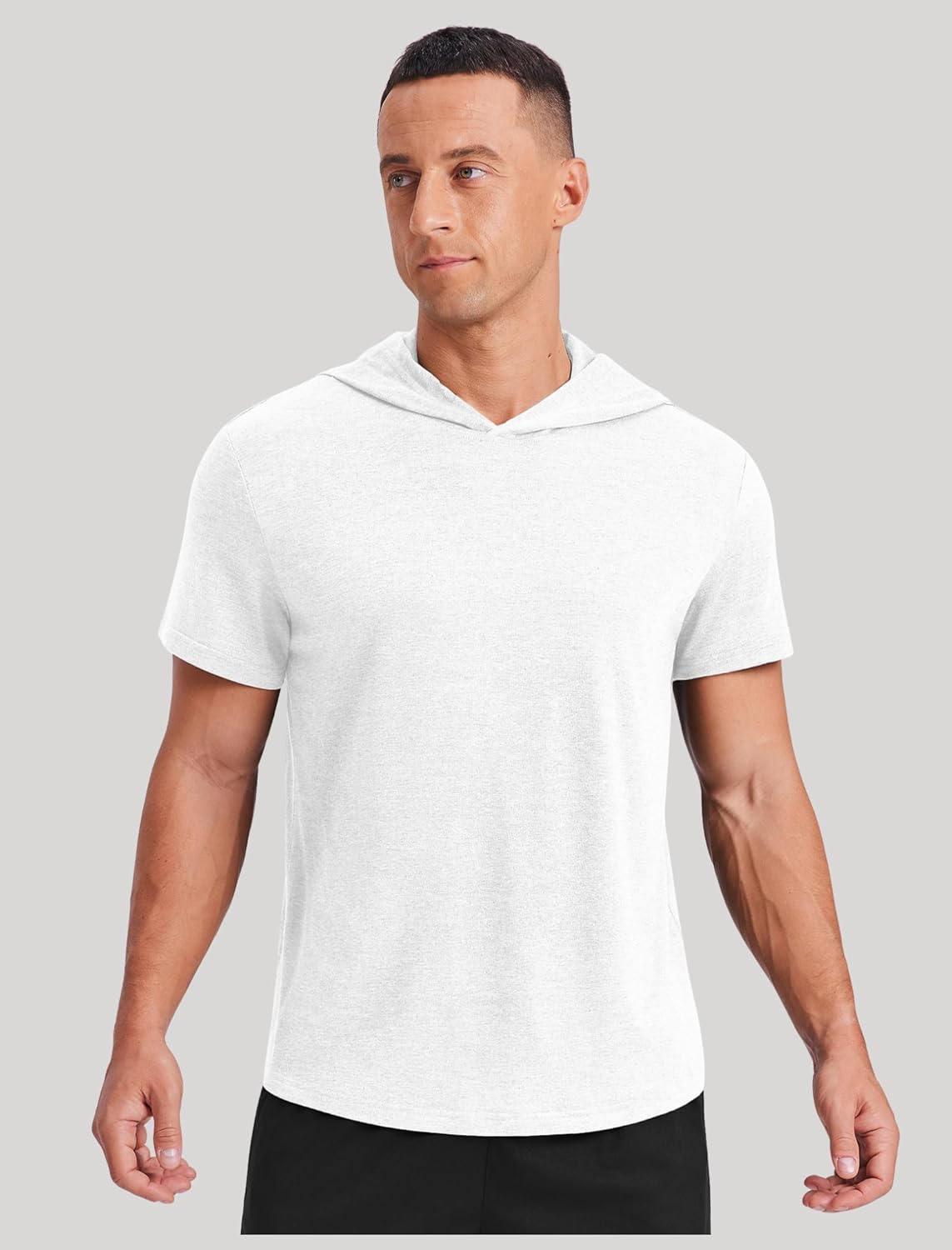PINSPARK Short Sleeve Hoodies for Men Lightweight Pullover - Quick-Dry Athletic Hooded T-Shirt for Gym Workout Fitness - Image 2
