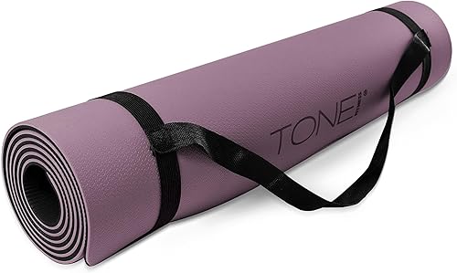 Miniatura 21 de TONE Fitness Esterilla de yoga antideslizante de 1/4 pulgadas de grosor para ejercicios y pilates para entrenamientos en casa con correa de