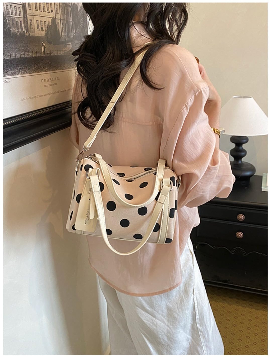Bolsos y bolsos de hombro para mujer, diseño de lunares, estilo Boston