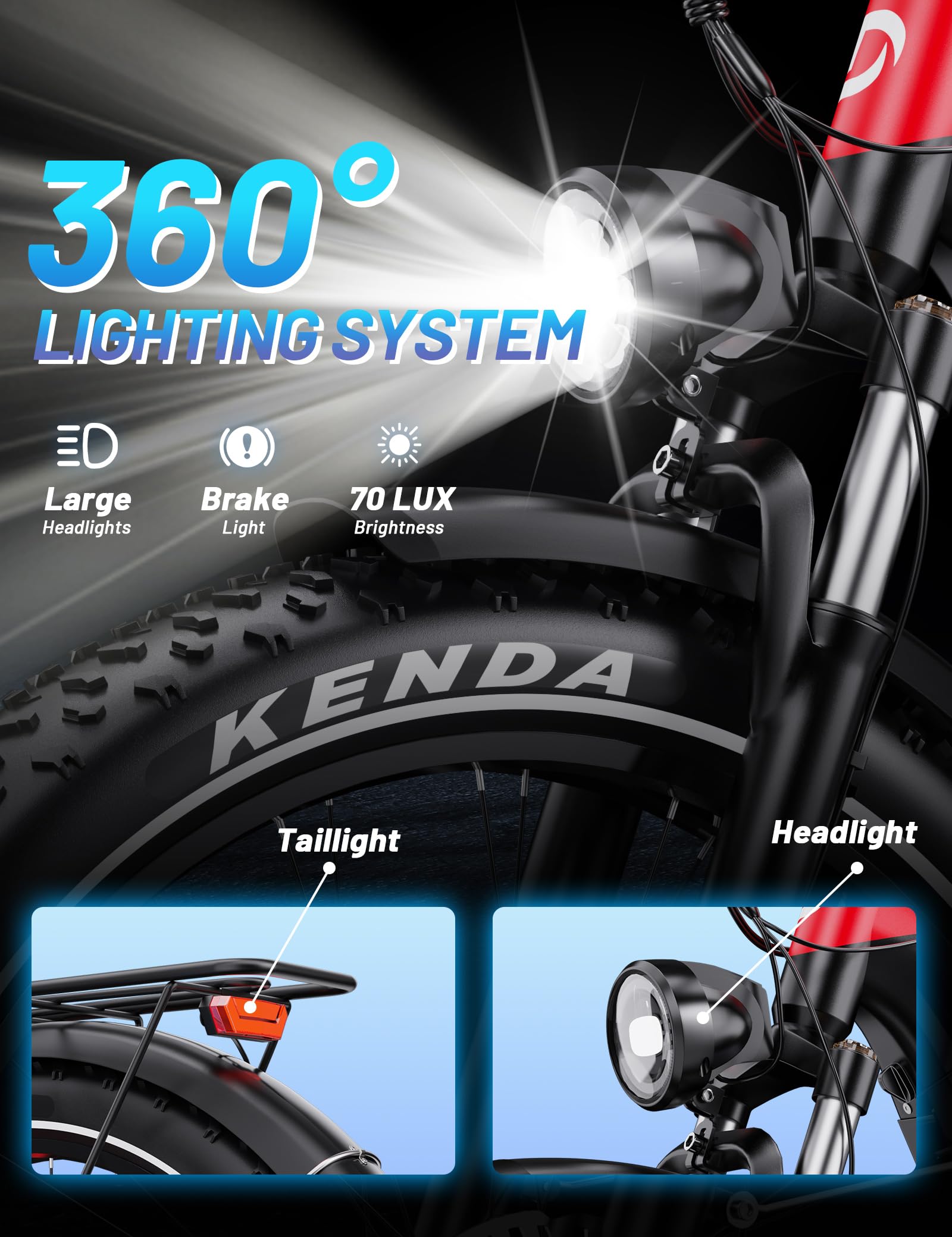 F26 Lite Bicicleta Eléctrica para Adultos, 26 x 4,0 Pulgadas Fat Bicicletas Eléctricas de Montaña, Ebike 250W con Batería 48V 18Ah y Autonomía de hasta 140 km, Frenos Hidráulicos Dobles